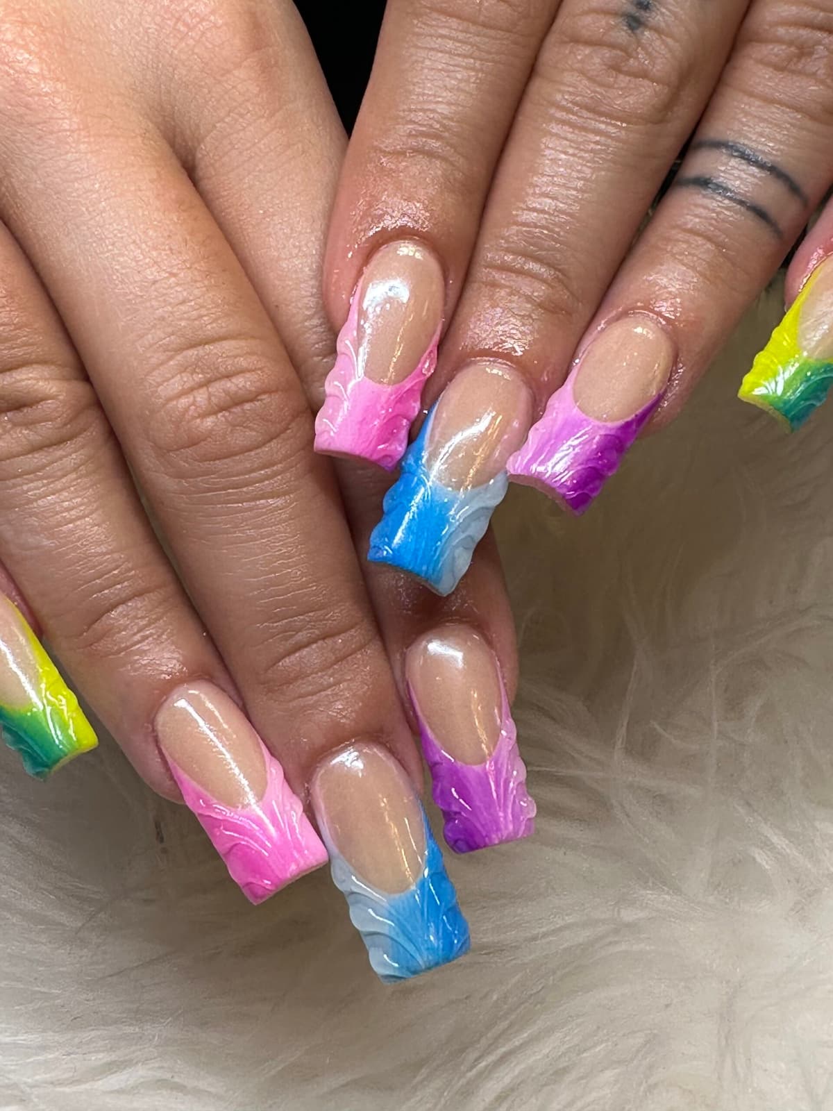 Textured French-tip nail art from Gossip & Nail Spa